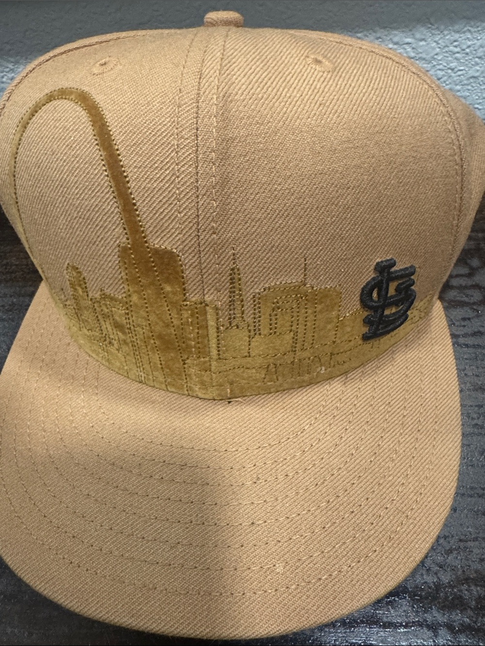 St. Louis Skyline Snapback Hat - Tan with Embroidered Logo